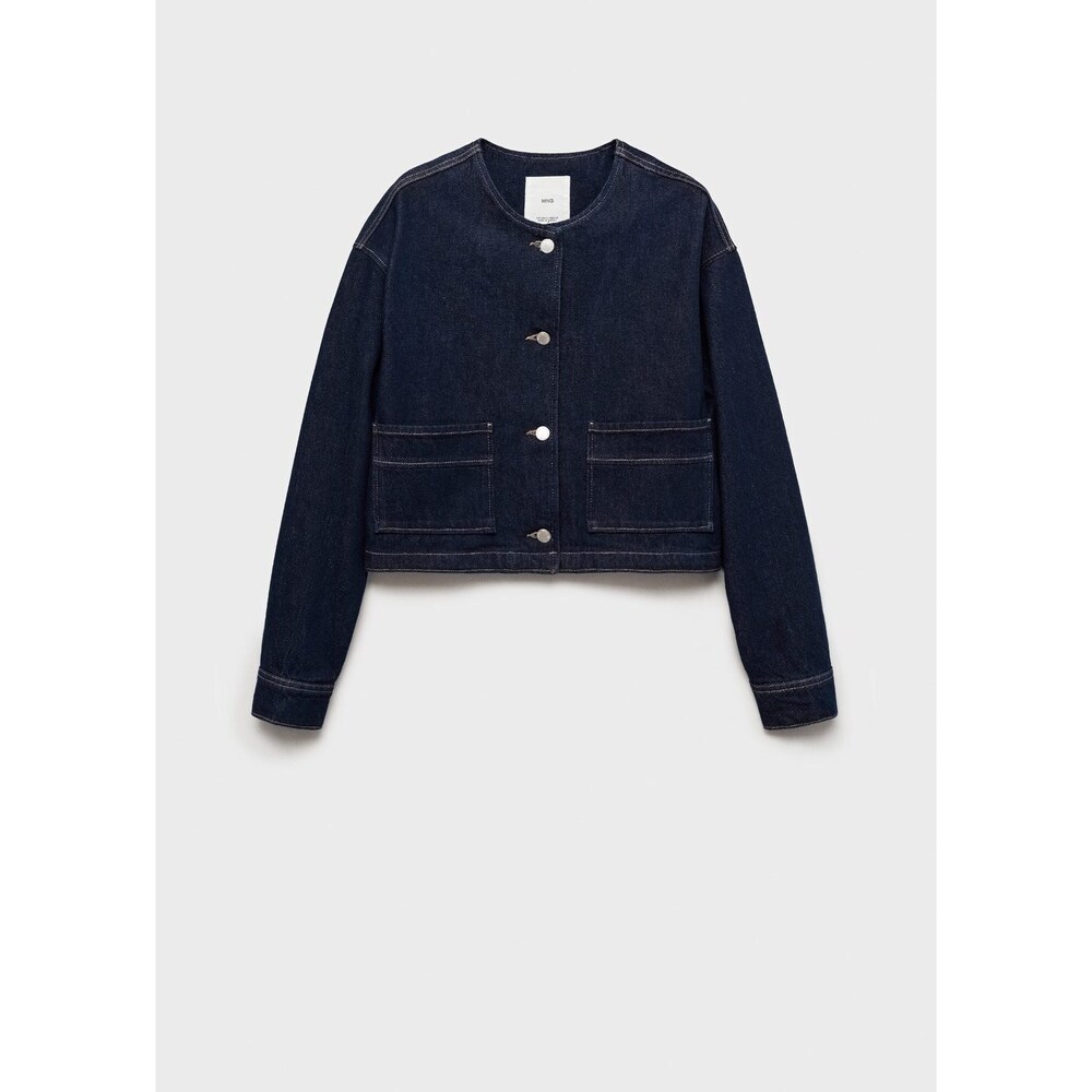 MANGO - Rinse-wash denim jacket open blue - L - Woman